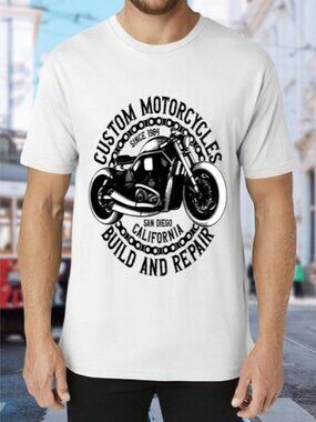 Custom Motorcycles Build & Repair Graphic Tee - White/Black